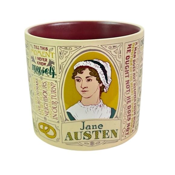 Jane Austen Ceramic 2017 Unemployed Philosophers Guild 12 Oz Coffee Mug - Picture 2 of 11